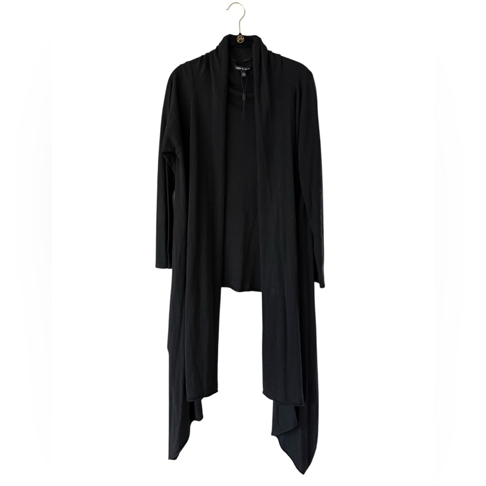 Women’s Black Long Open-Front Draped Cardigan Sweater Size Medium Large Viscose - Picture 15 of 15